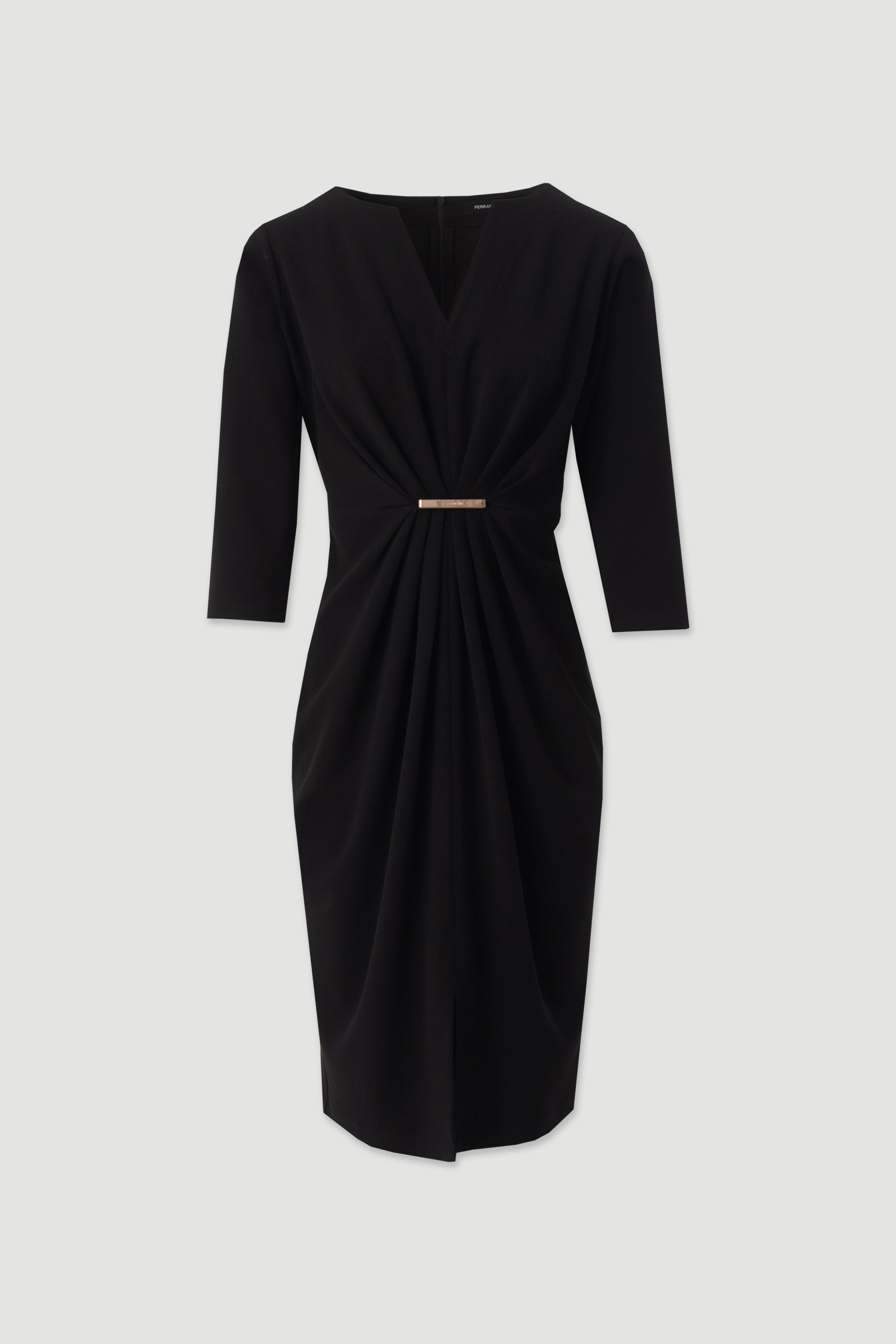 Fitted midi dress with metallic detail