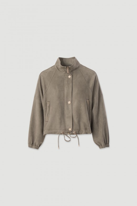 Bomber jacket with high collar