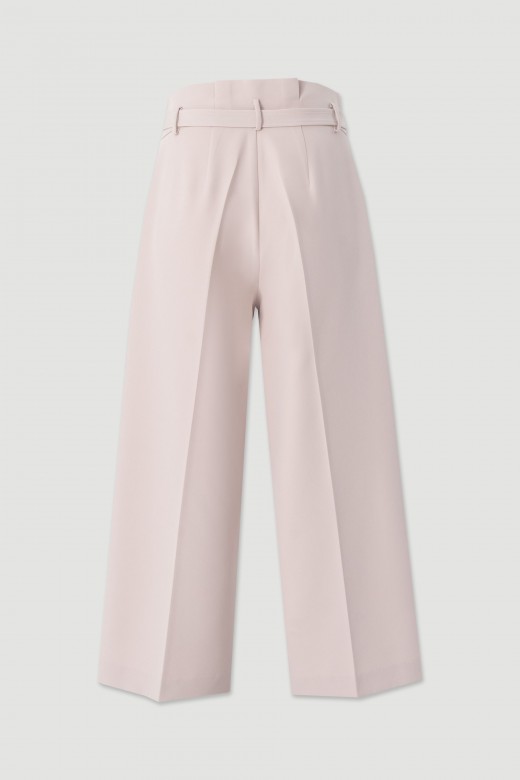 High-waisted culotte trousers with belt
