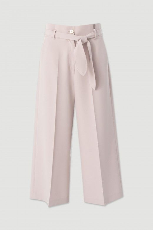 High-waisted culotte trousers with belt High-waisted culotte trousers with belt