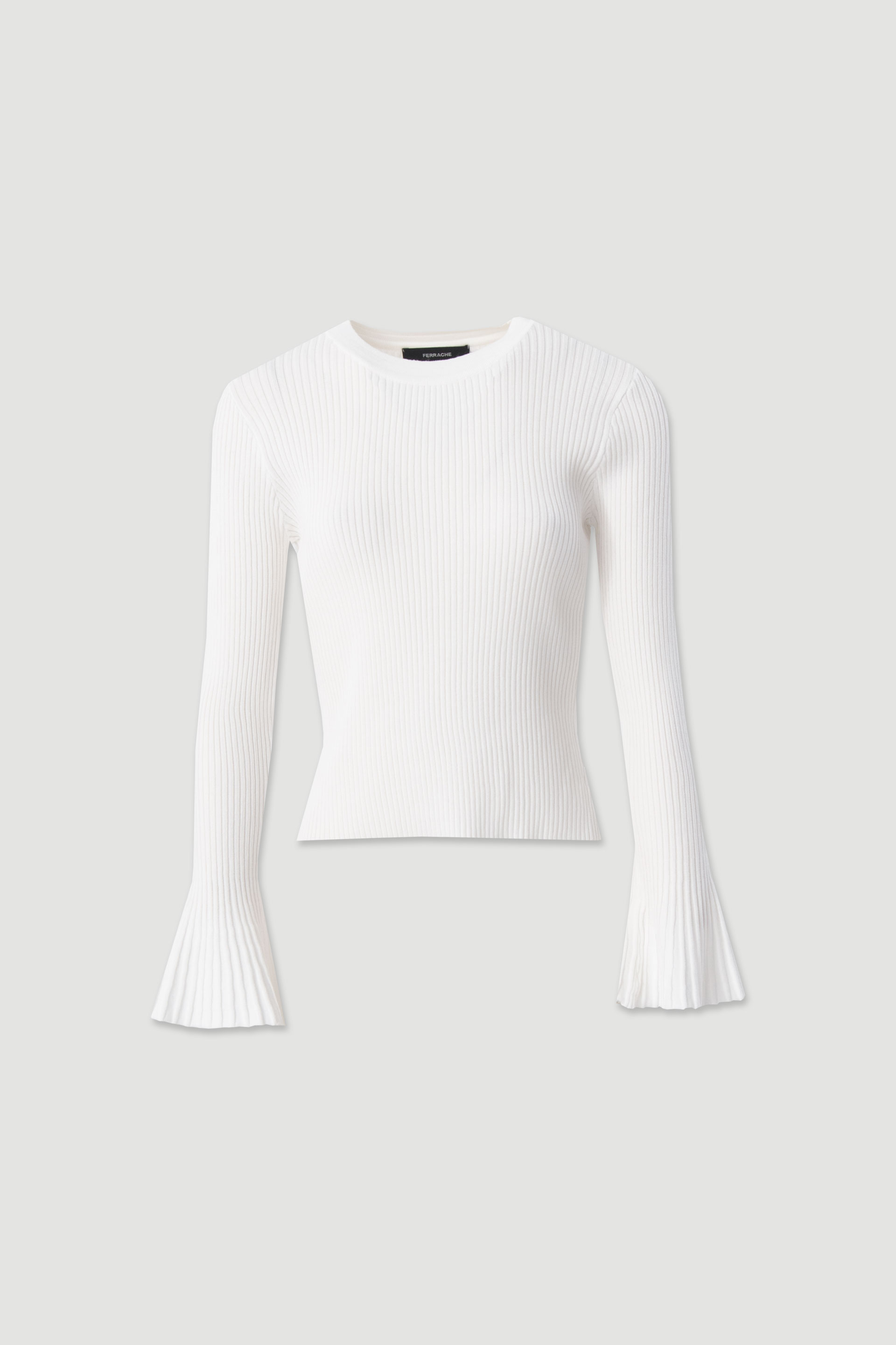 Ribbed knit sweater with flare sleeves