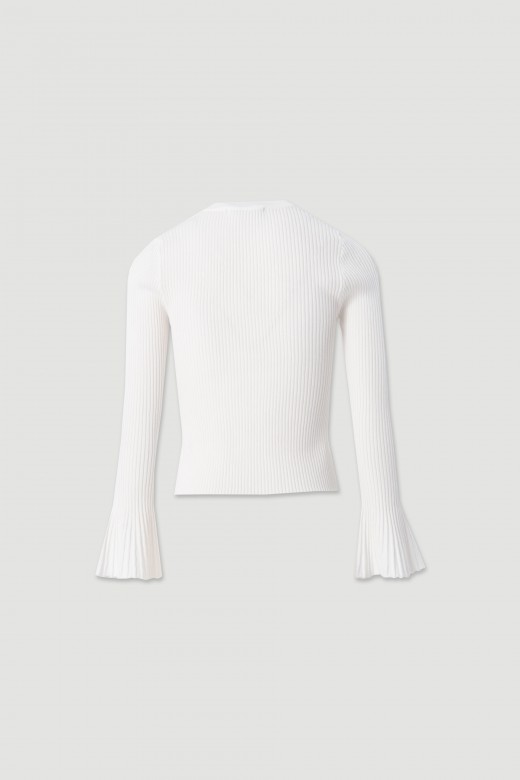 Ribbed knit sweater with flare sleeves