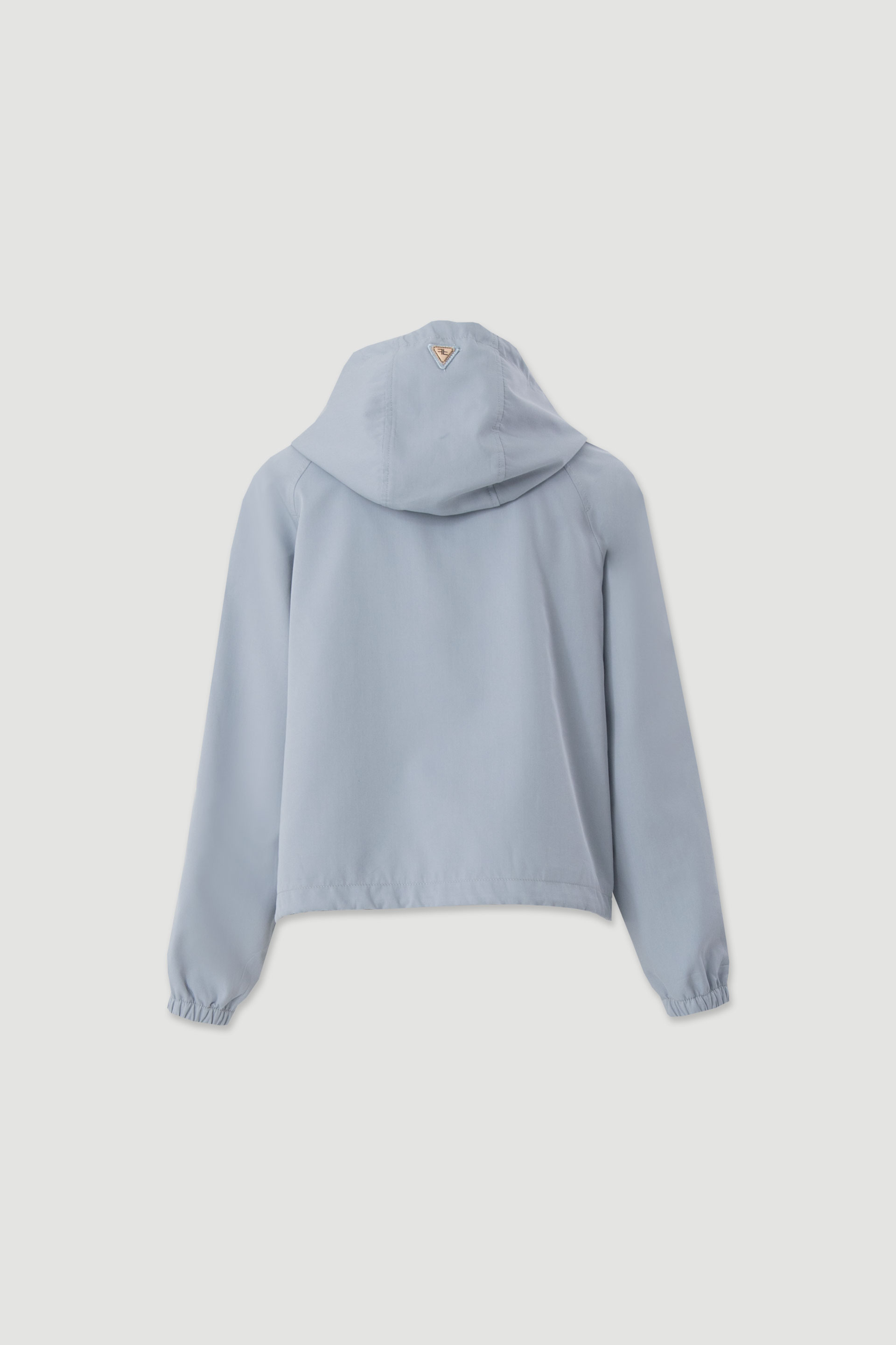 Short parka with hood and metallic detail