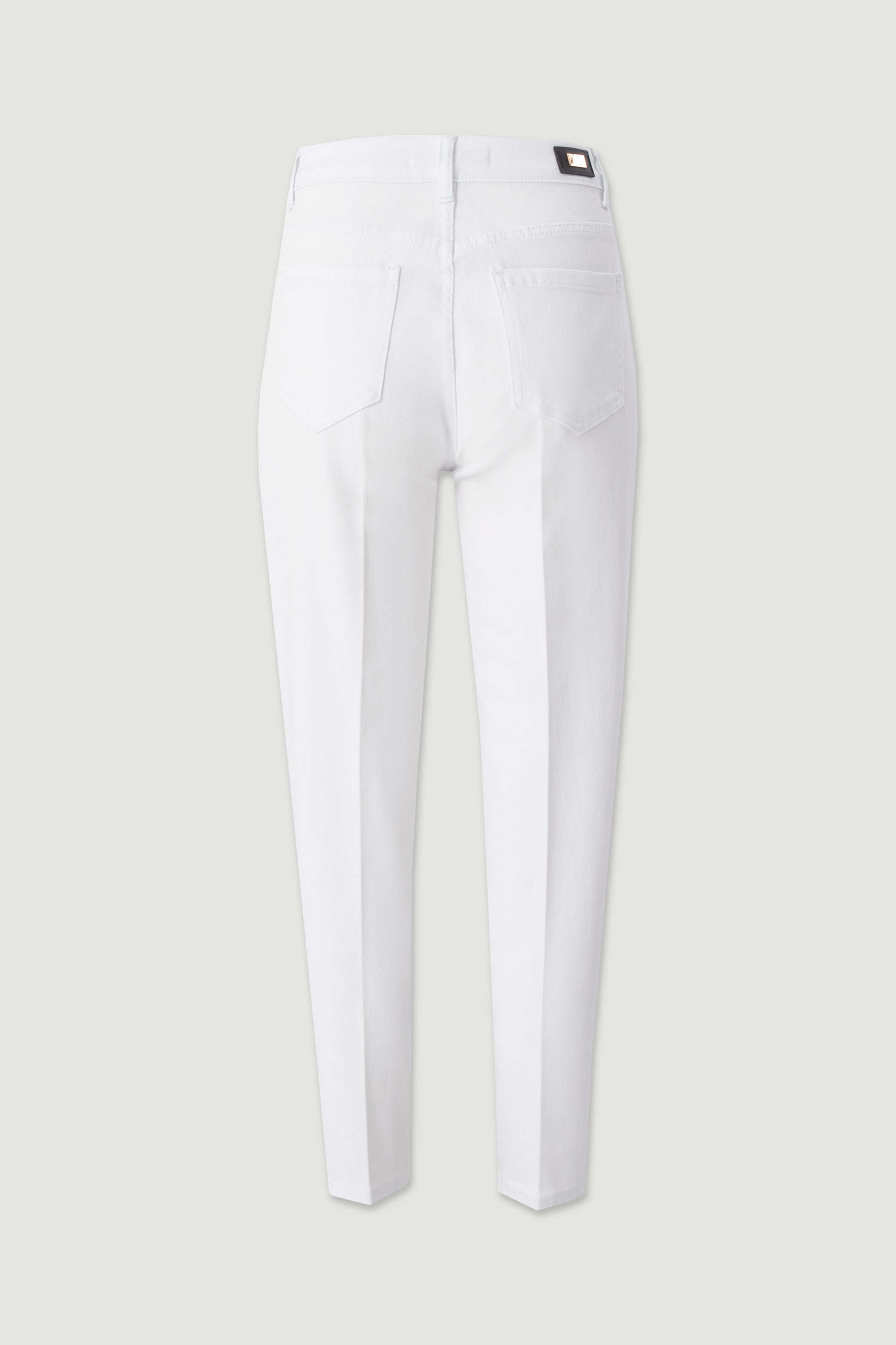 High-waisted cotton twill trousers