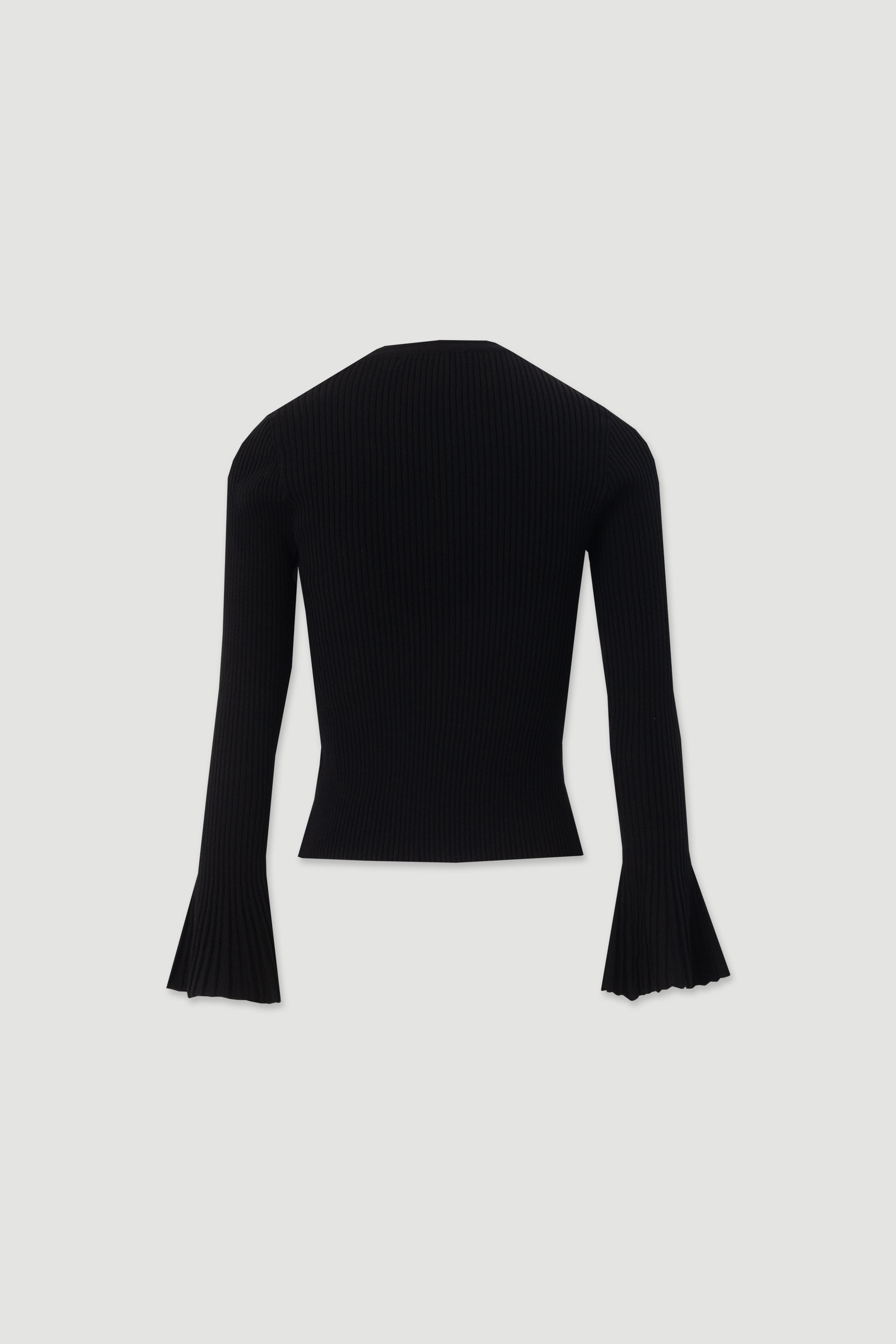 Ribbed knit sweater with flare sleeves