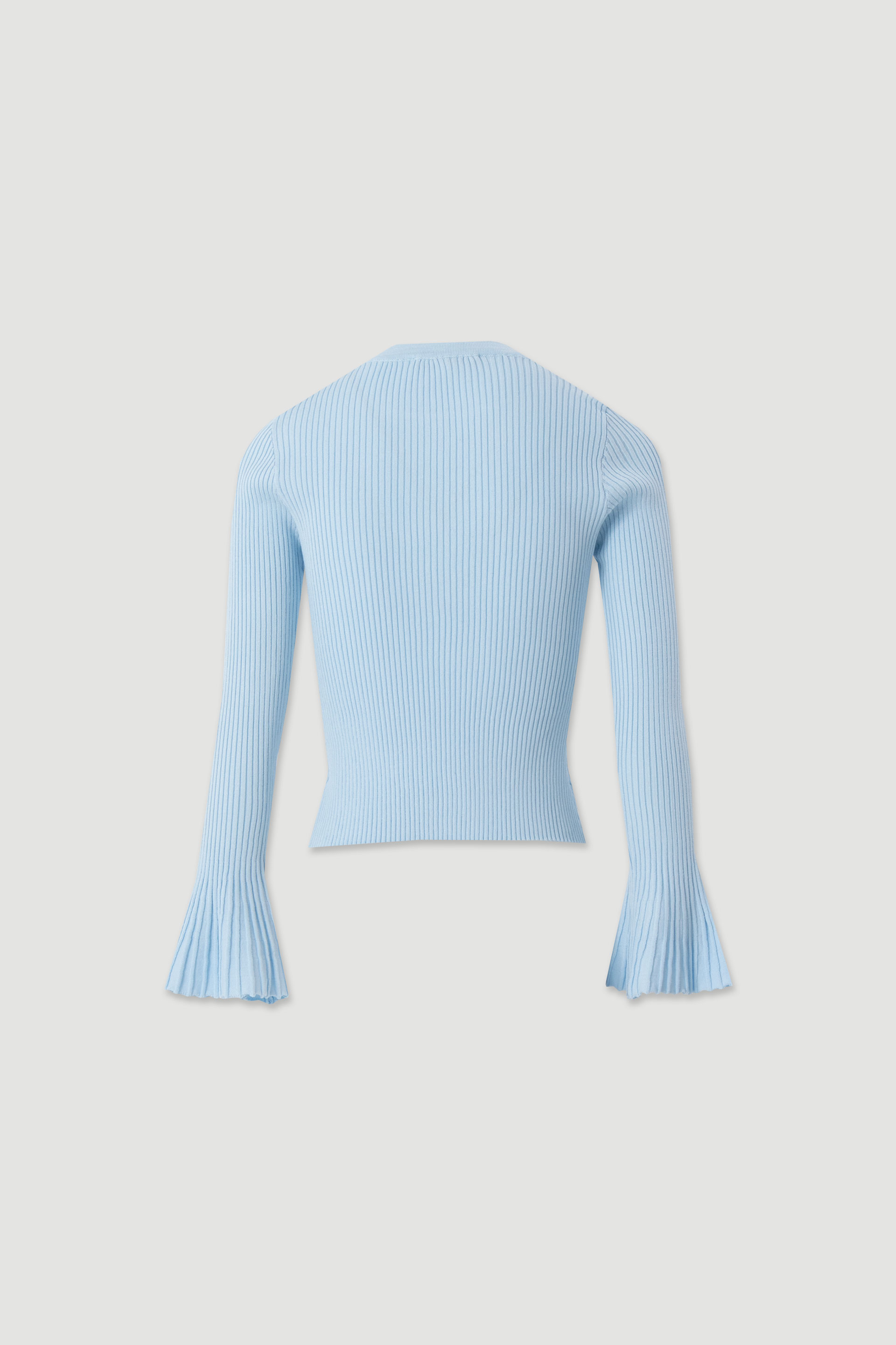 Ribbed knit sweater with flare sleeves