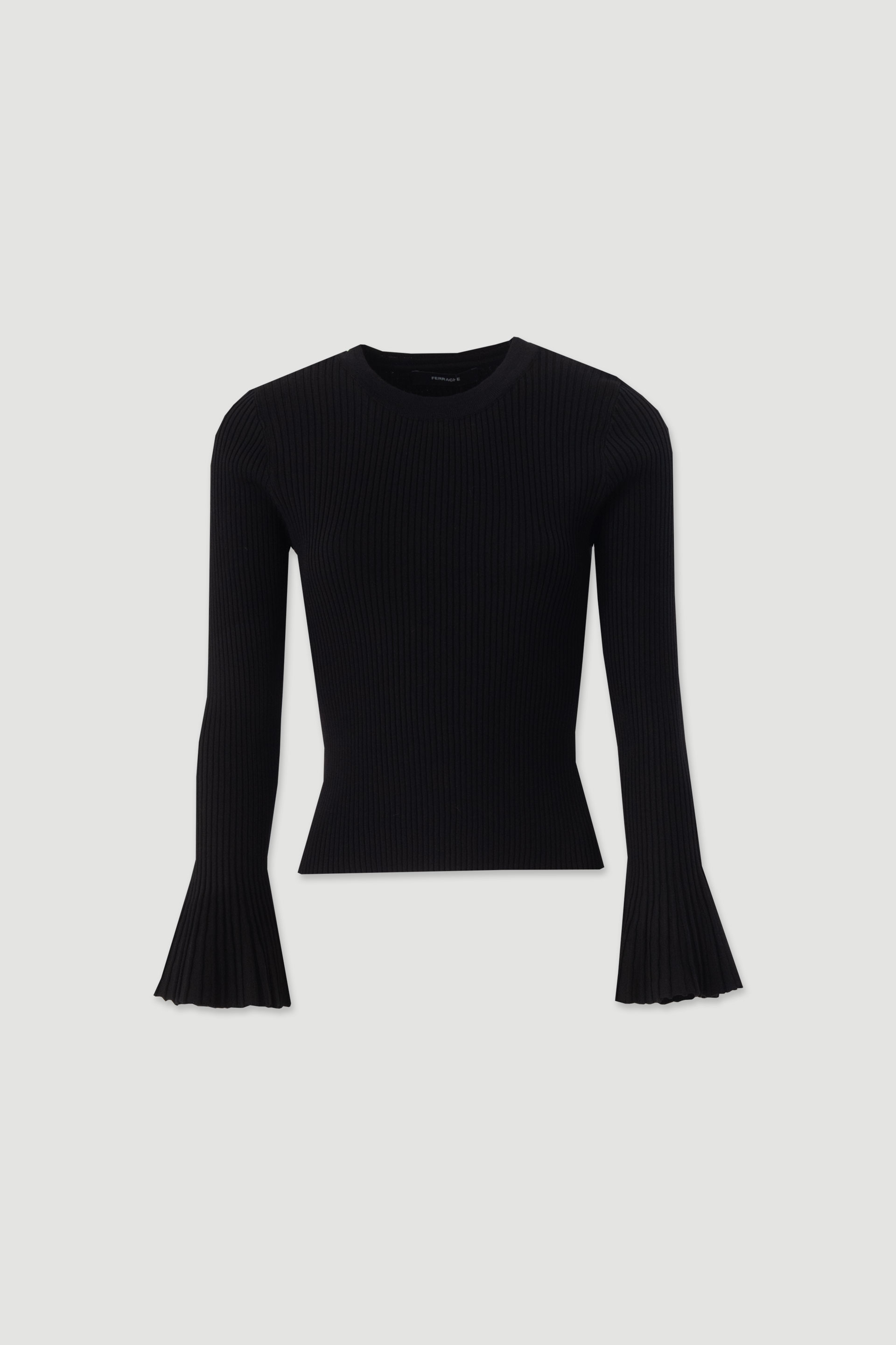 Ribbed knit sweater with flare sleeves