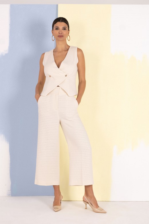 Textured cotton double-breasted vest Textured cotton double-breasted vest