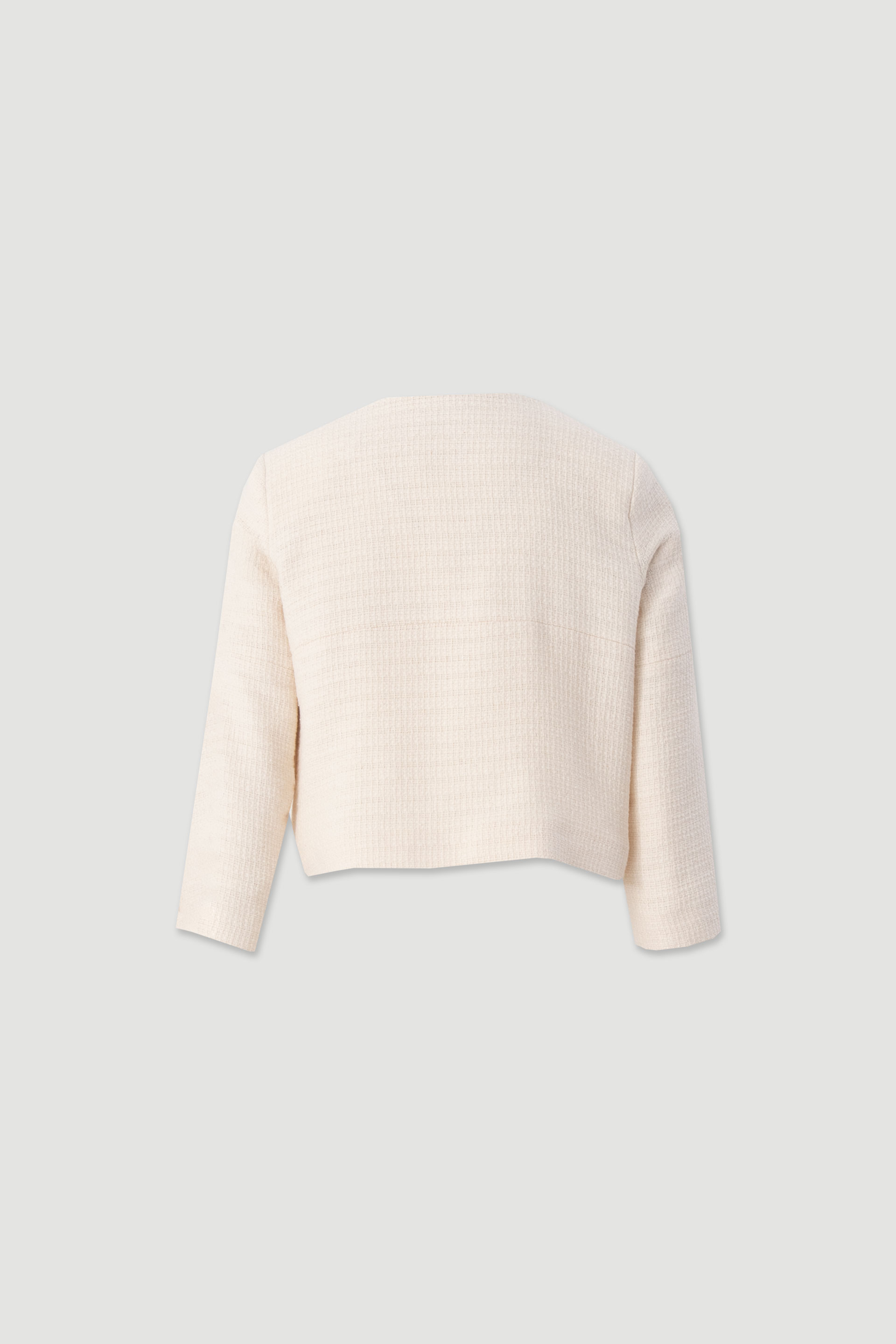 Short textured jacket with metal buttons