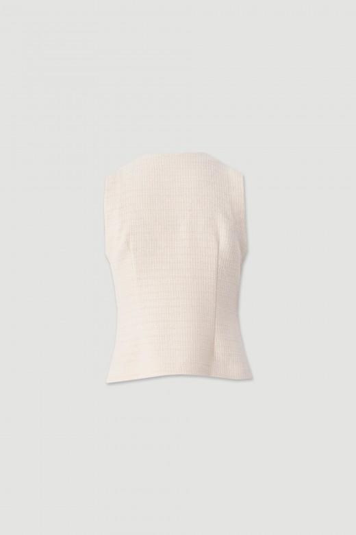 Textured cotton double-breasted vest