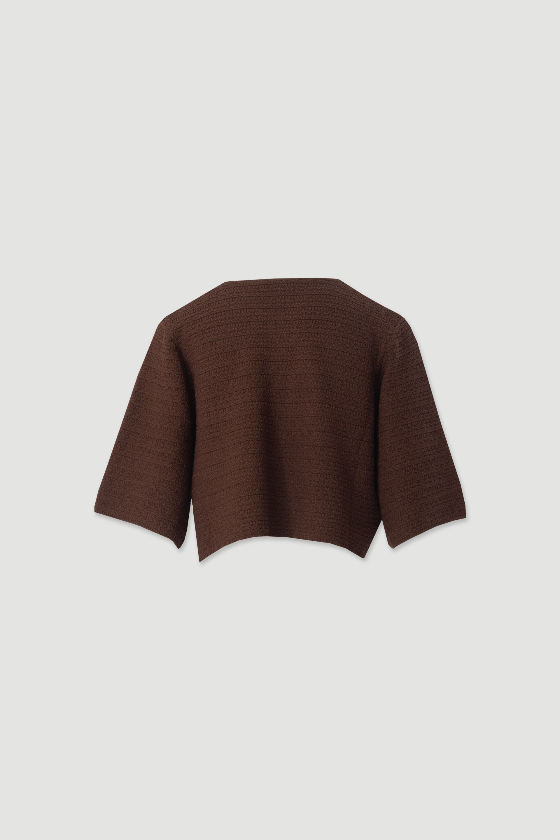 Short textured knit jacket with 3/4 sleeves