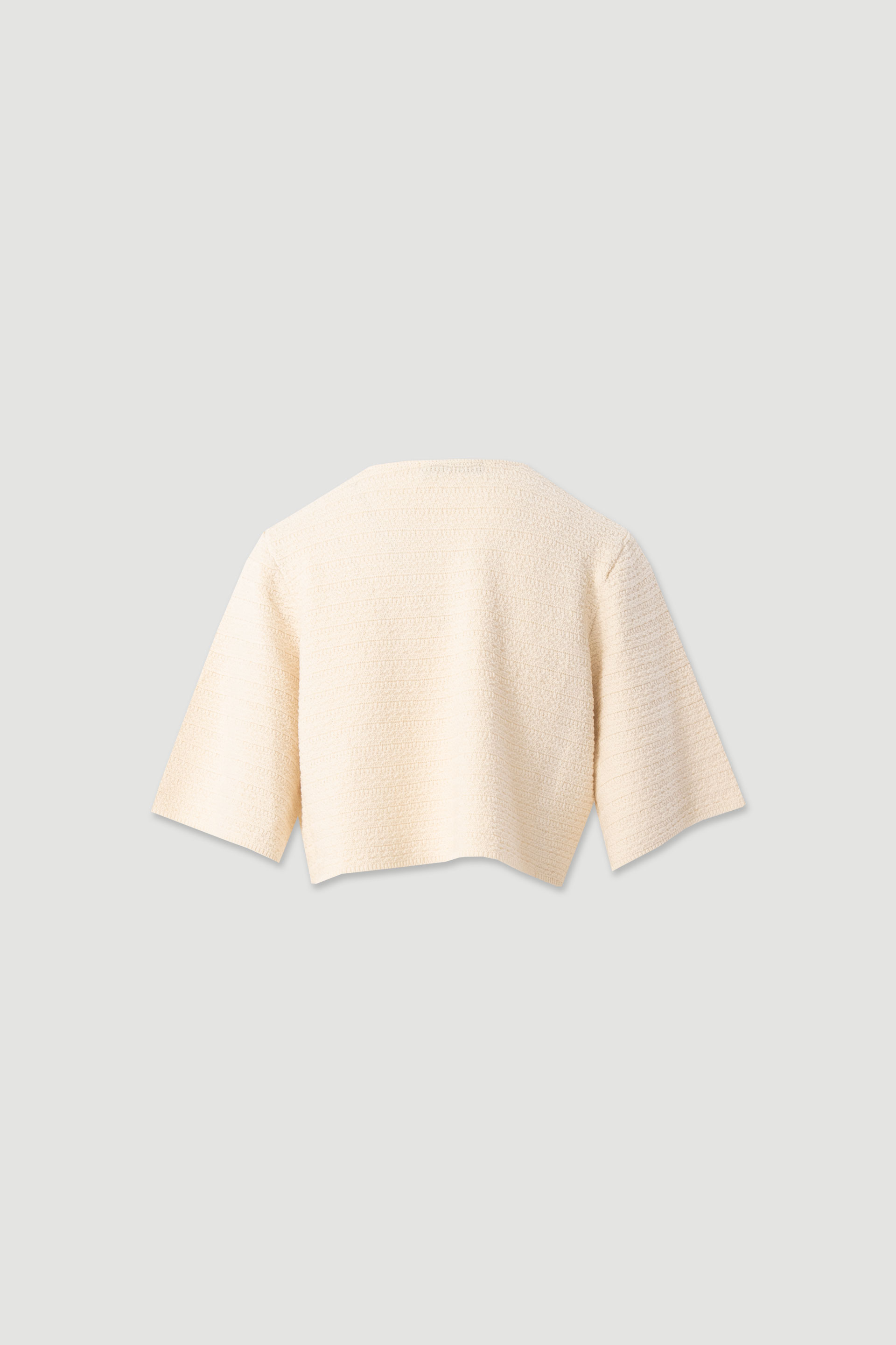 Short textured knit jacket with 3/4 sleeves