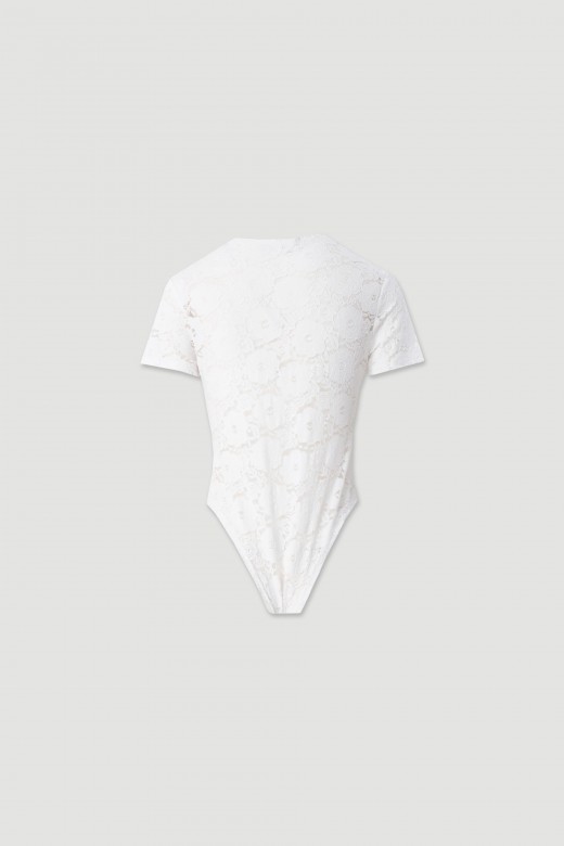 Short-sleeve floral lace bodysuit Short-sleeve floral lace bodysuit