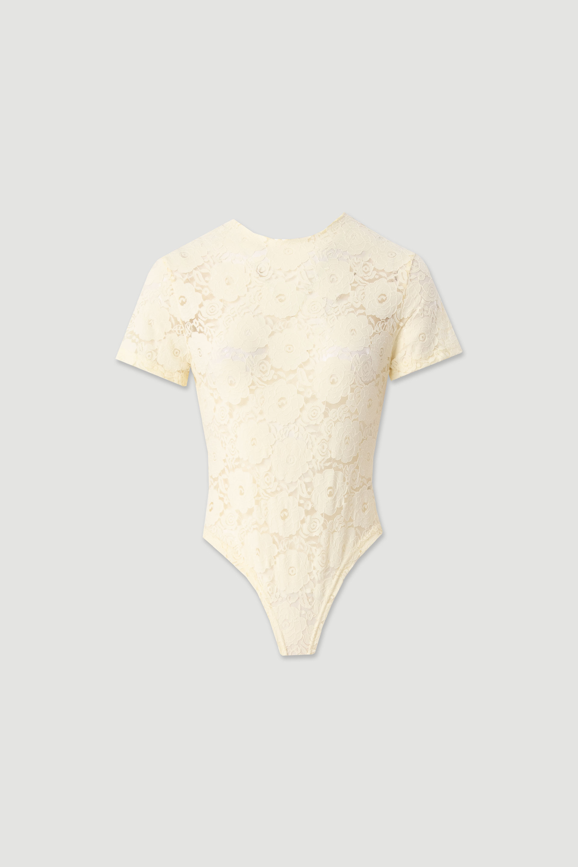 Short-sleeve floral lace bodysuit