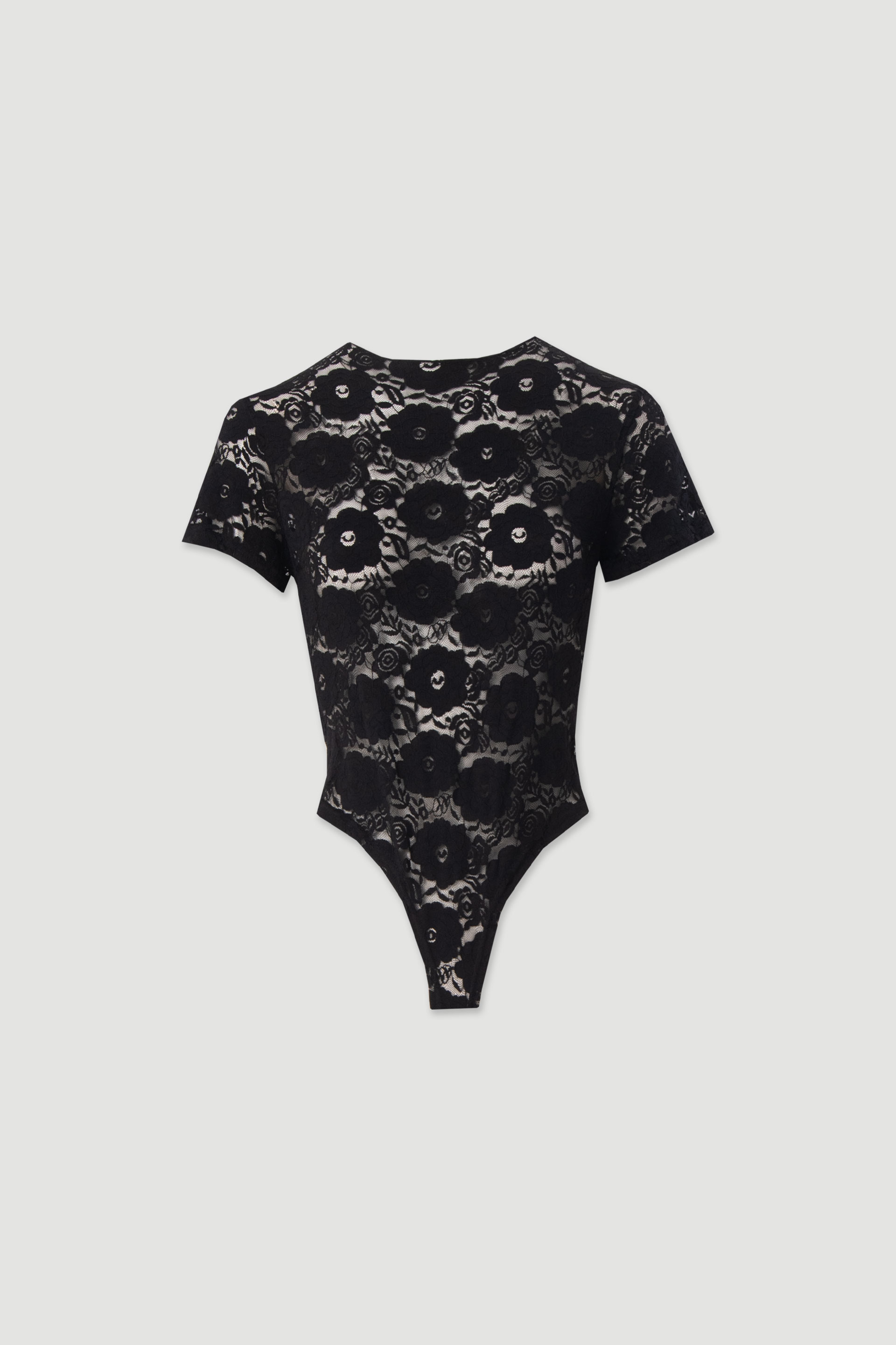 Short-sleeve floral lace bodysuit
