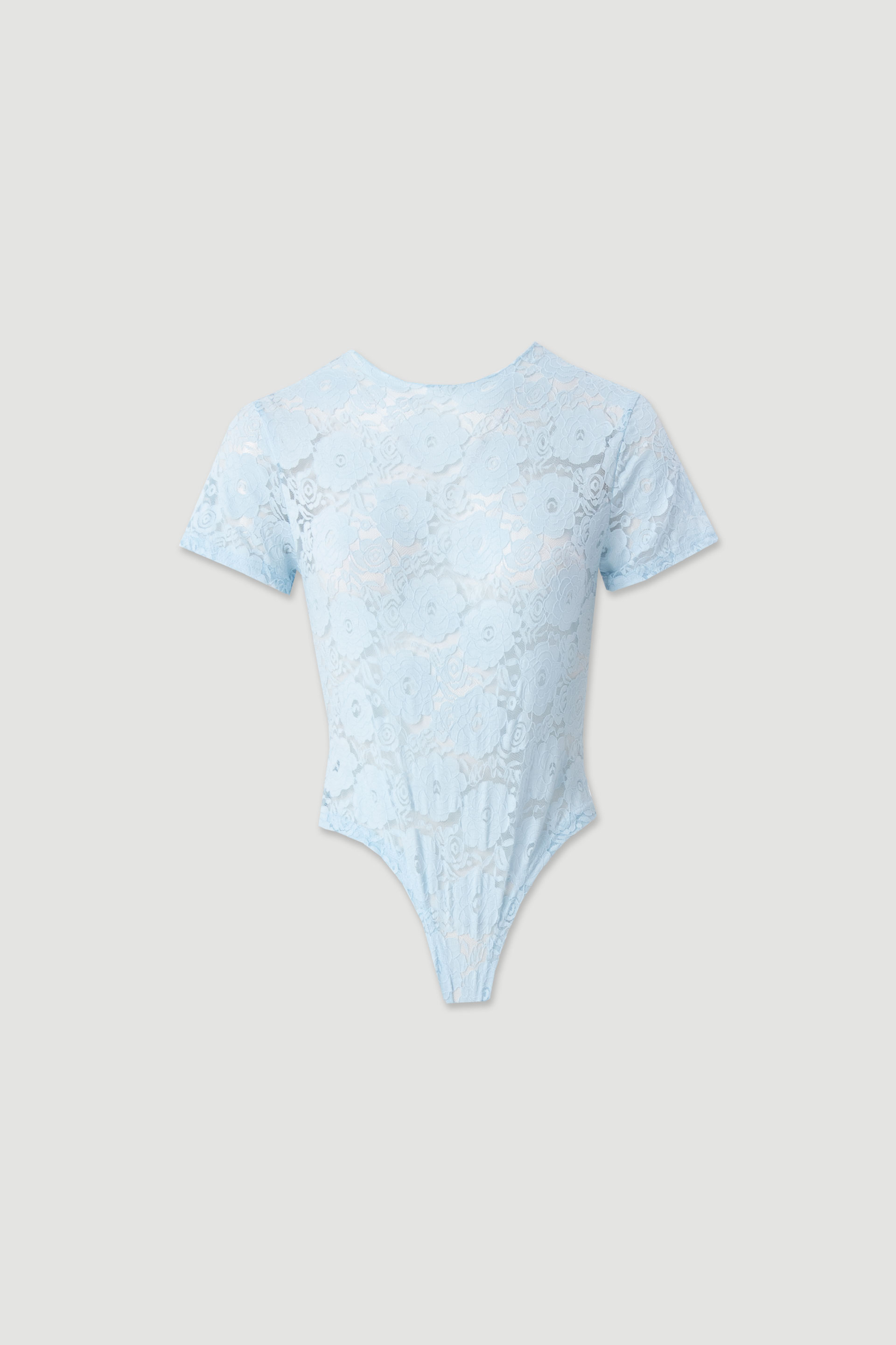 Short-sleeve floral lace bodysuit