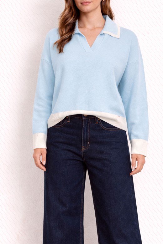 Knit polo with contrast details