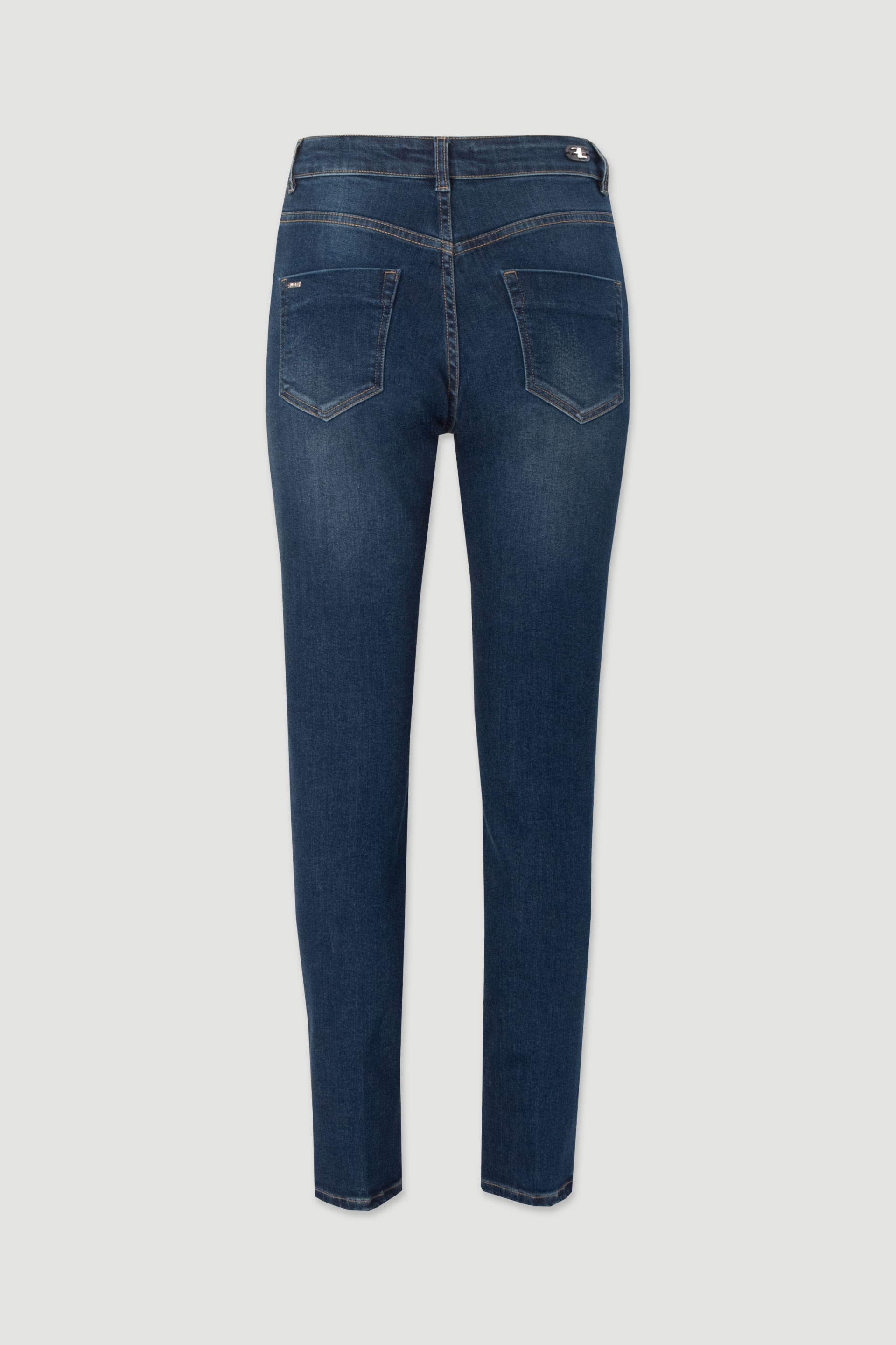 Skinny jeans with metallic transfers on the pockets