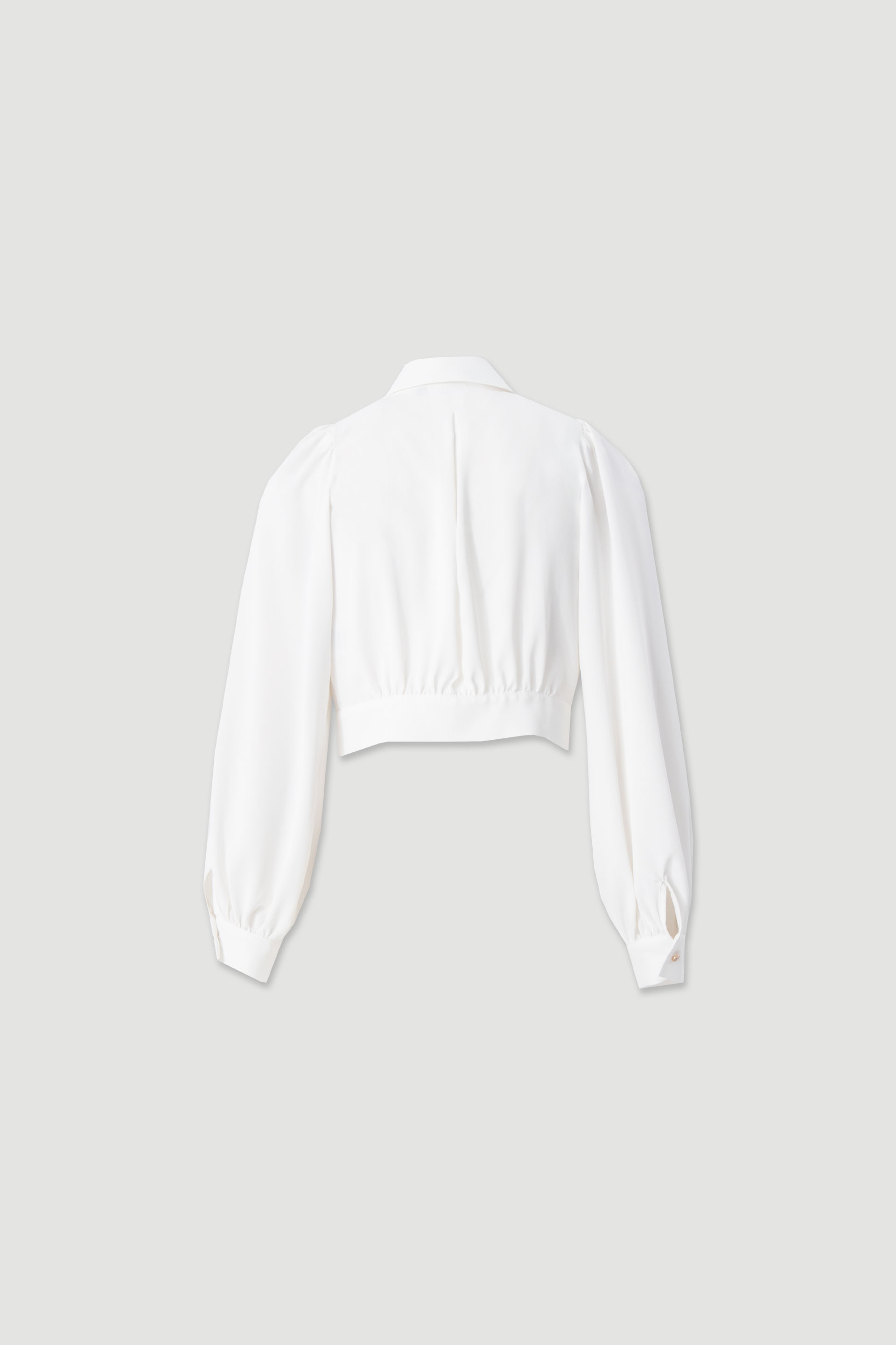 Cropped fluid long-sleeve blouse