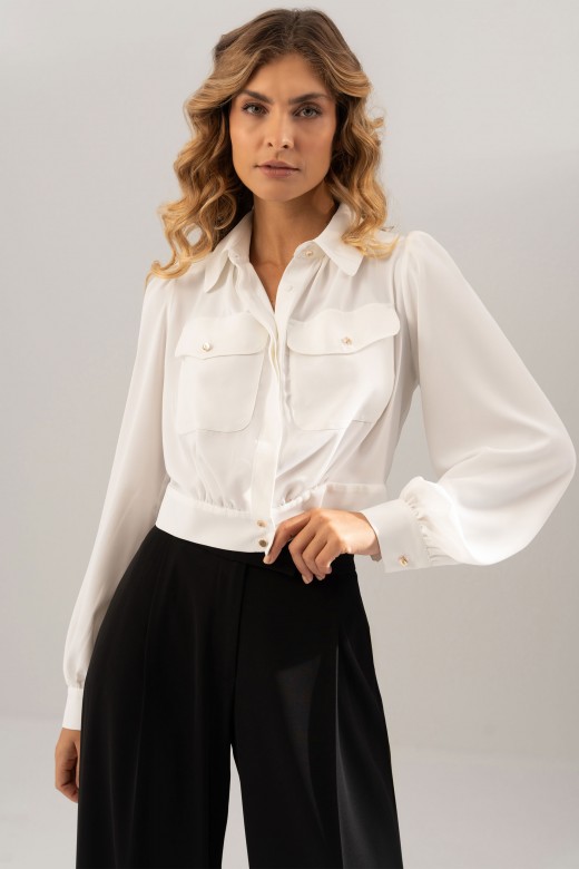 Cropped fluid long-sleeve blouse Cropped fluid long-sleeve blouse