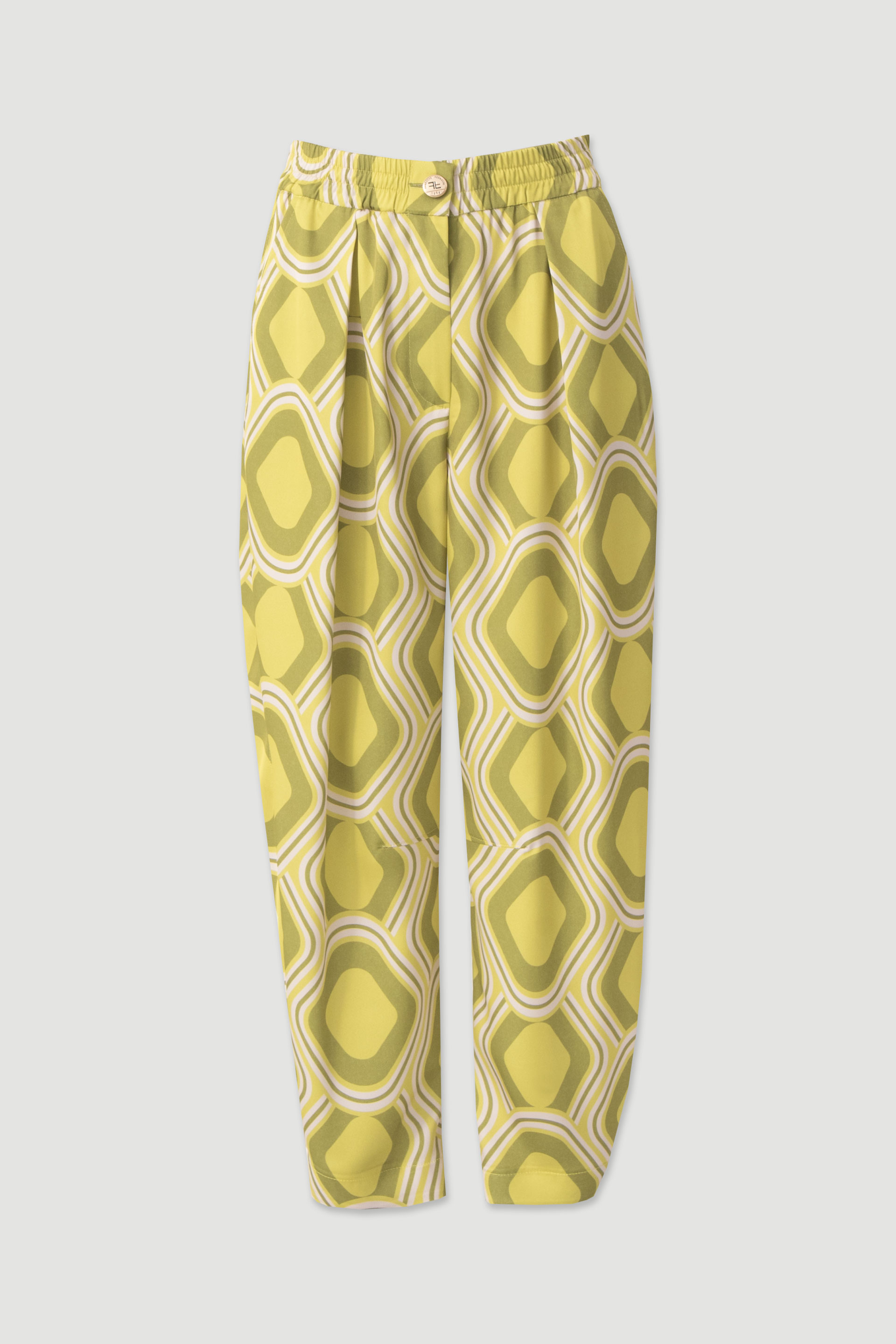 Printed fluid high-waist trousers