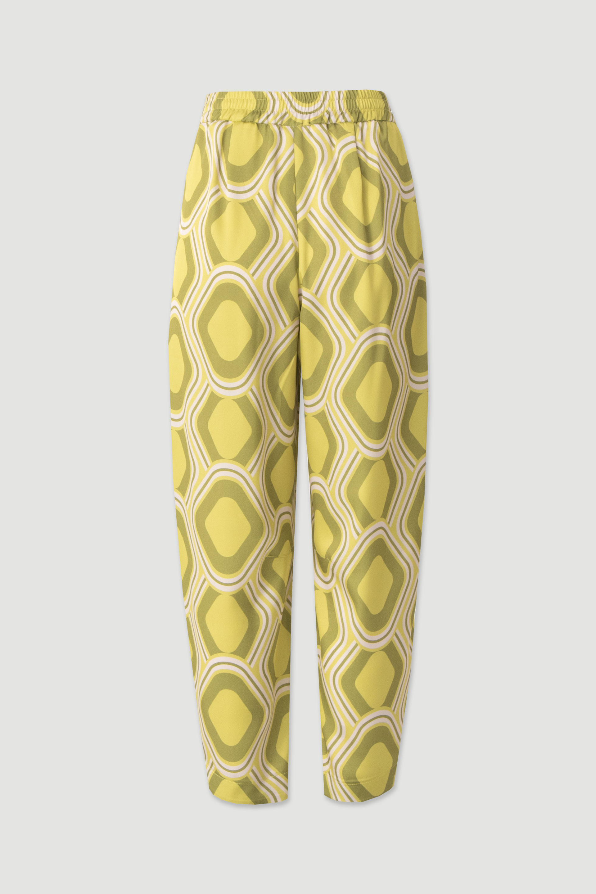 Printed fluid high-waist trousers