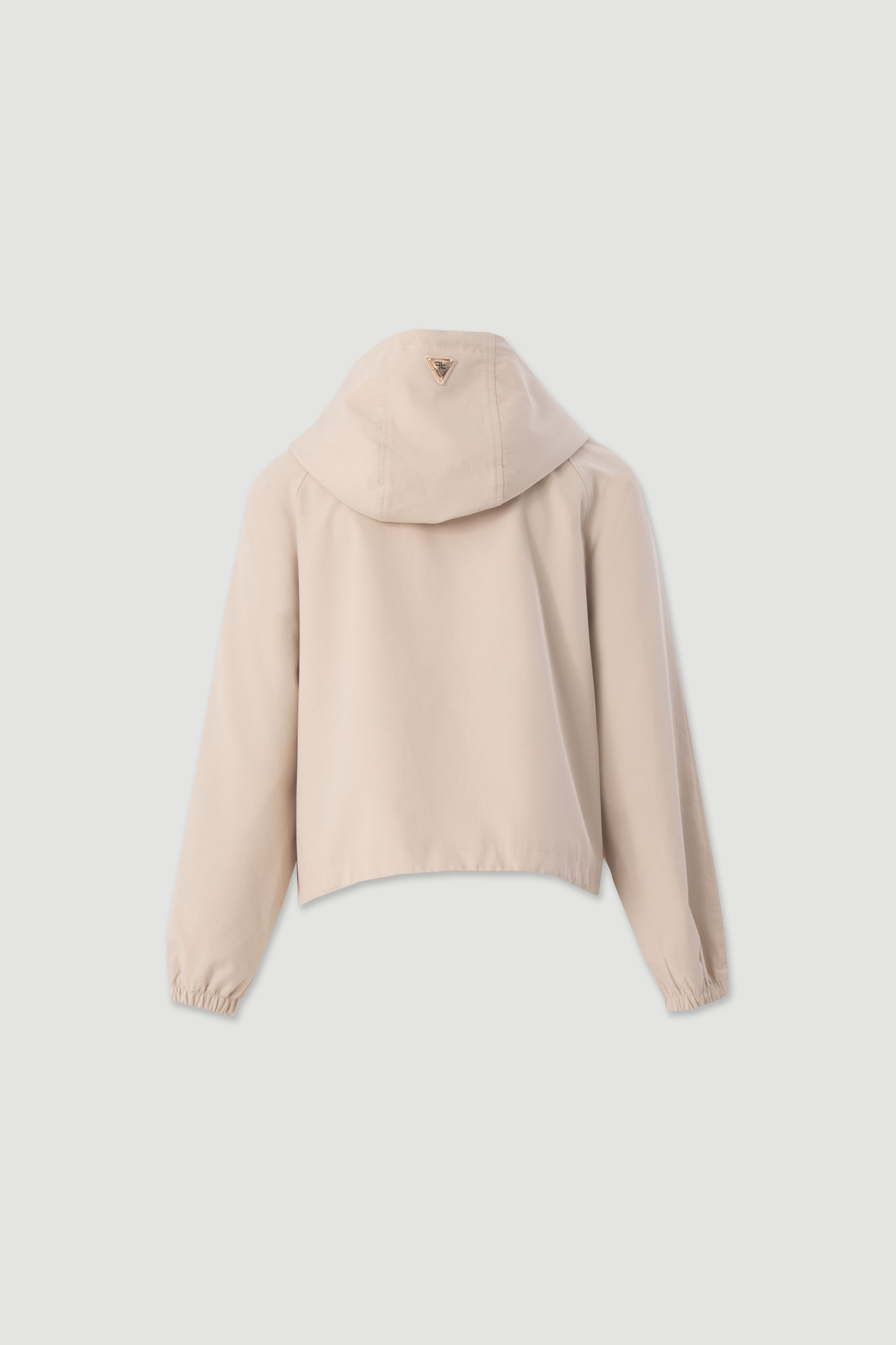 Short parka with hood and metallic detail