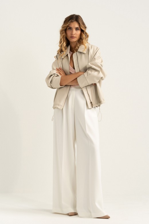 Short faux leather jacket with adjustable waist Short faux leather jacket with adjustable waist