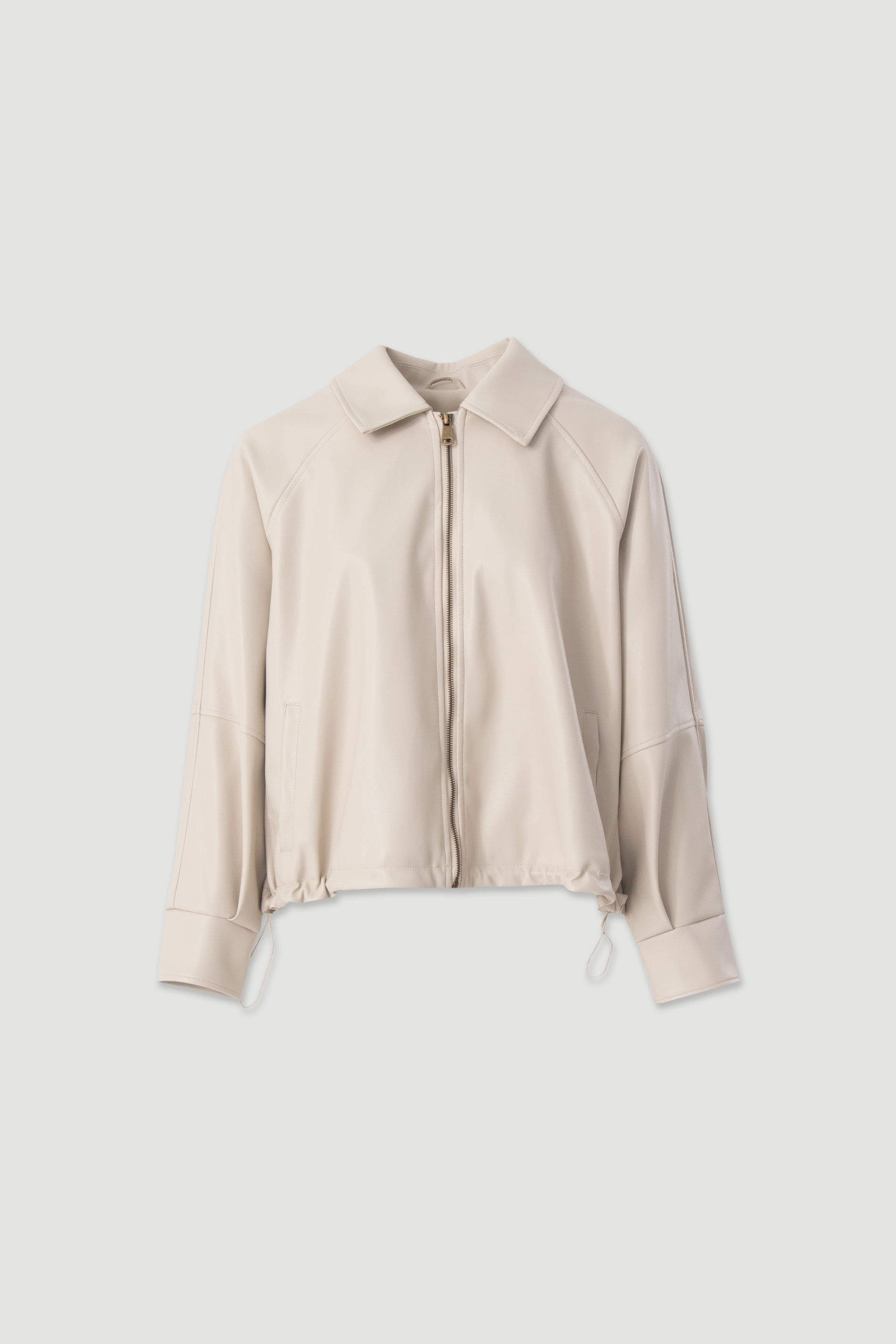 Short faux leather jacket with adjustable waist