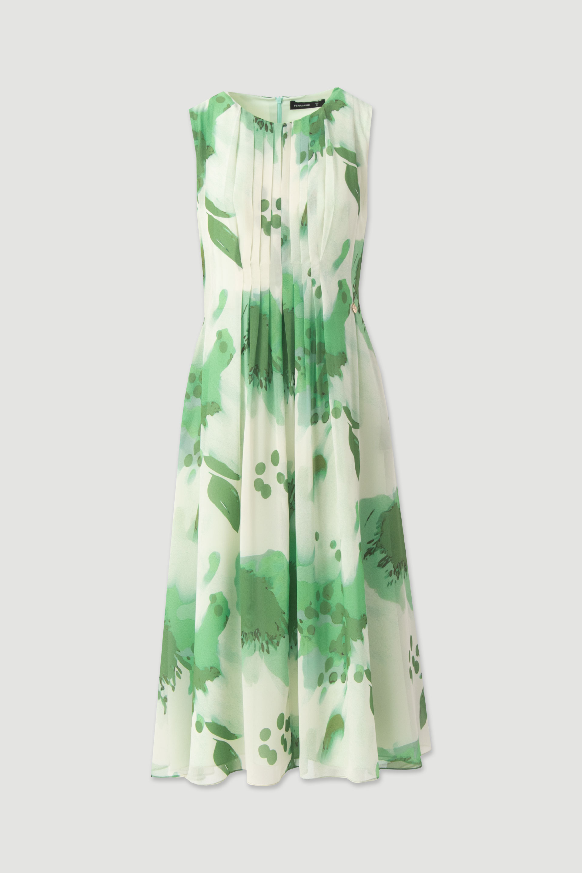 Printed midi dress with pleated detail