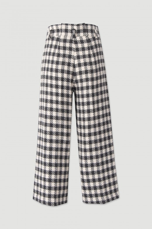 High-waisted tweed culotte trousers