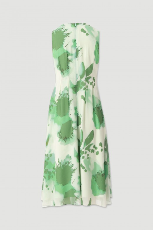 Printed midi dress with pleated detail