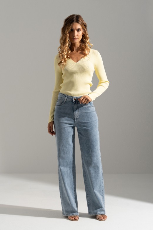 Ribbed knit sweater with v-neck Ribbed knit sweater with v-neck