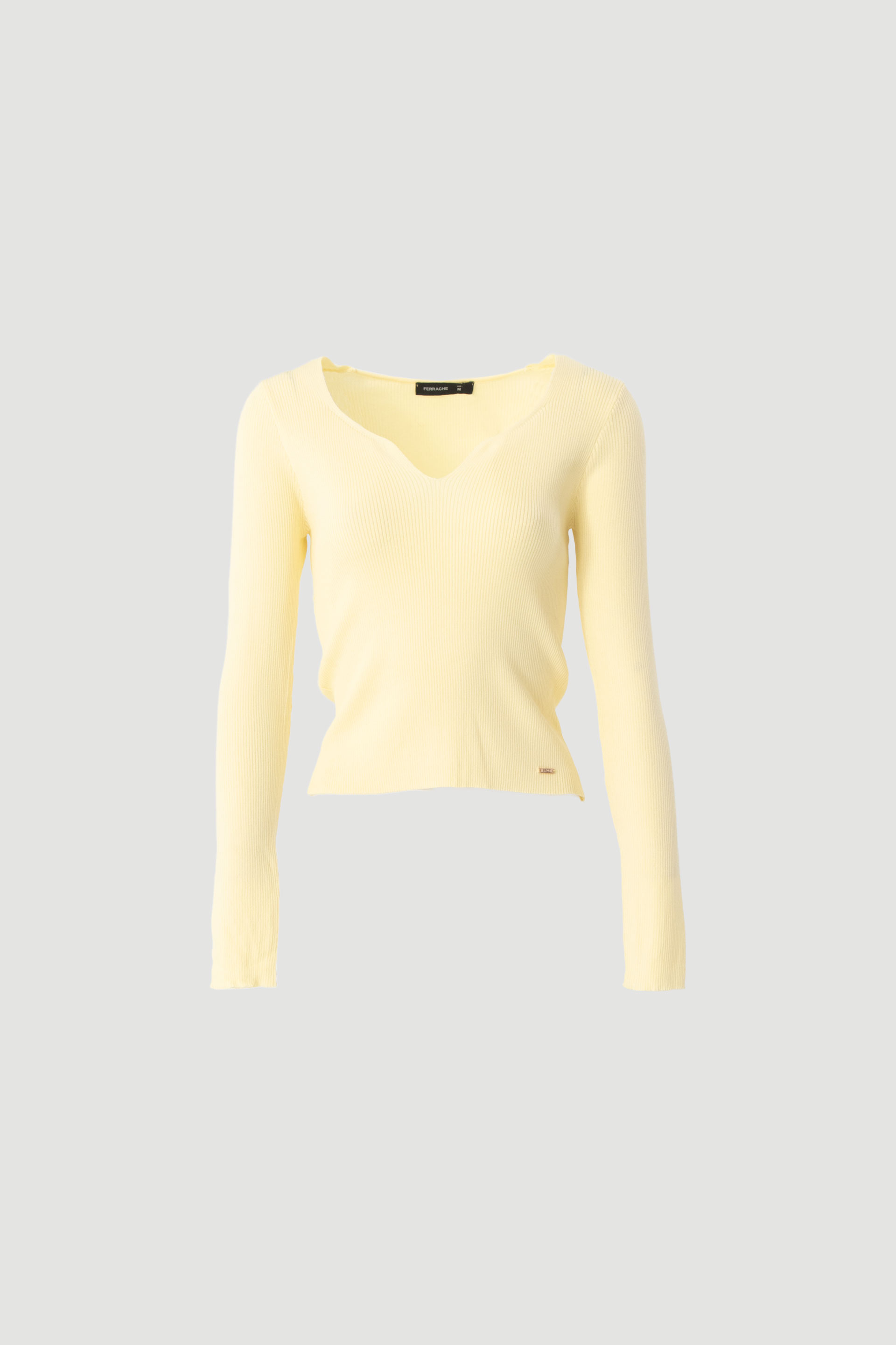 Ribbed knit sweater with v-neck