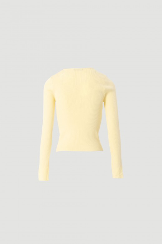Ribbed knit sweater with v-neck