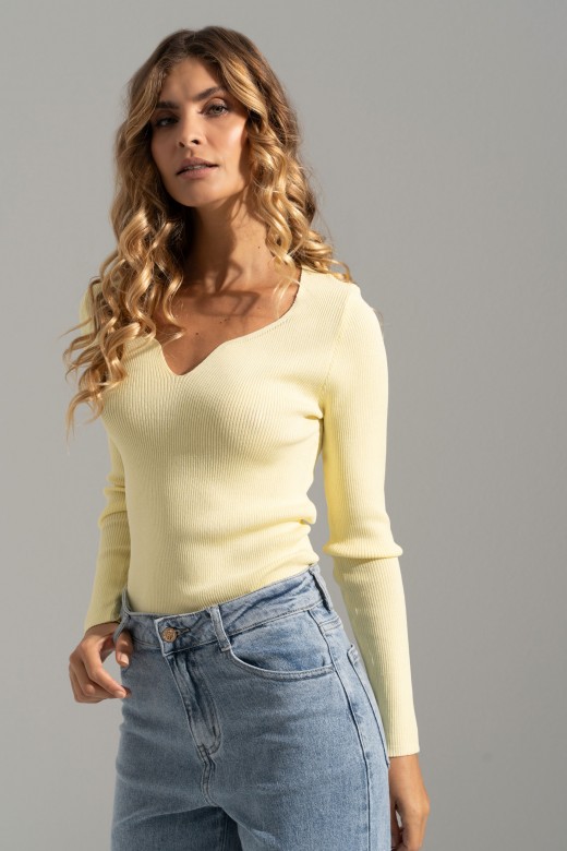 Ribbed knit sweater with v-neck Ribbed knit sweater with v-neck