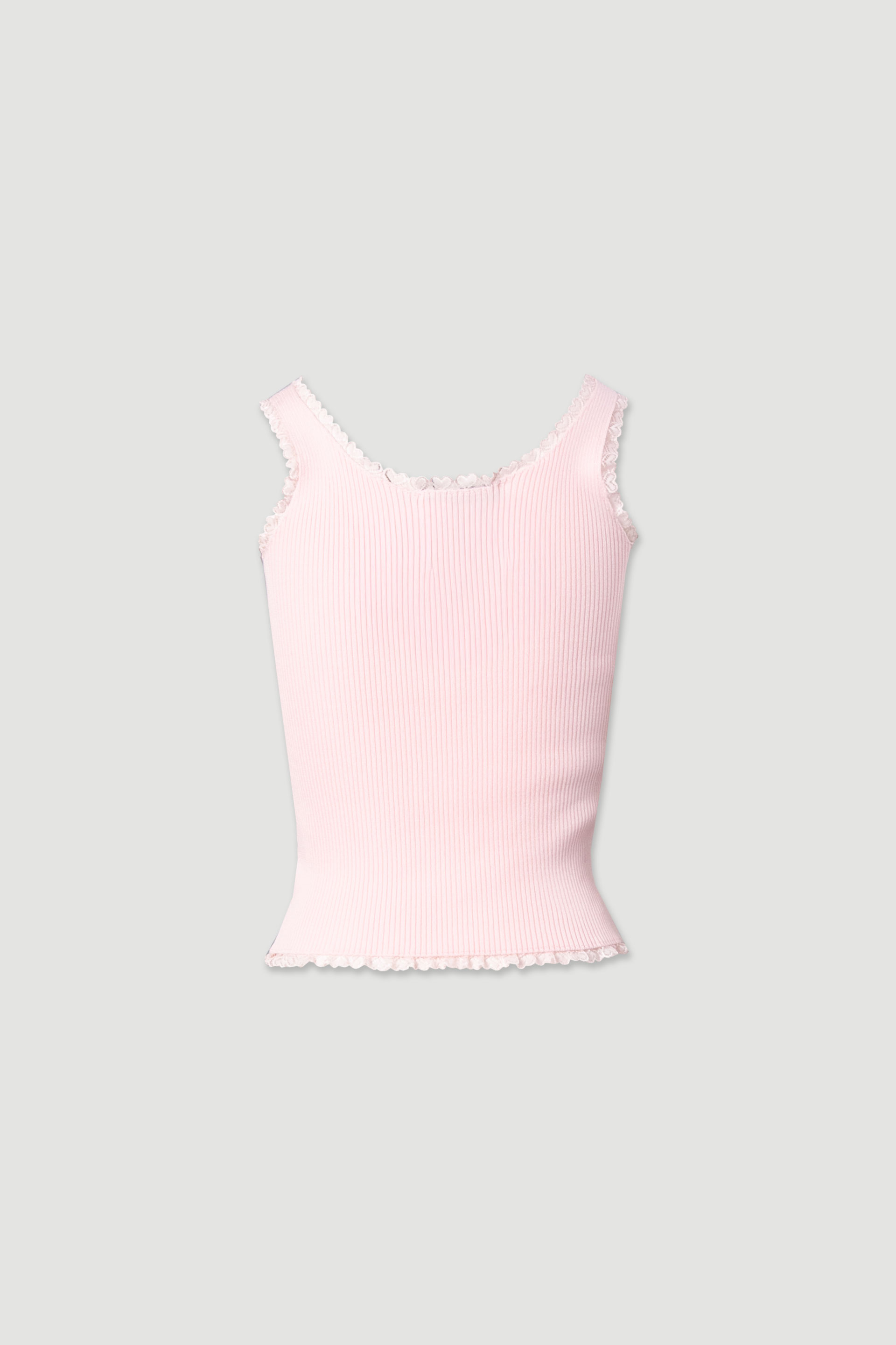 Ribbed knit top with lace detail