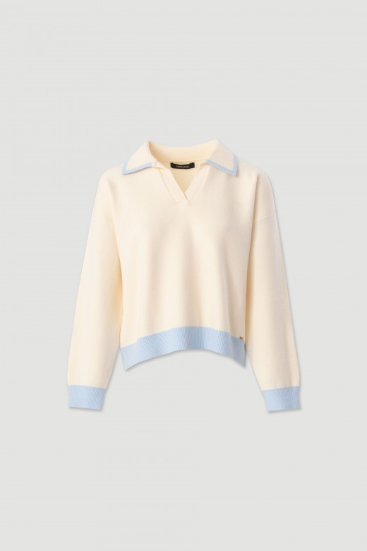 Knit polo with contrast details Knit polo with contrast details