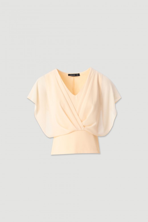 Blouse with v-neck and draped effect Blouse with v-neck and draped effect