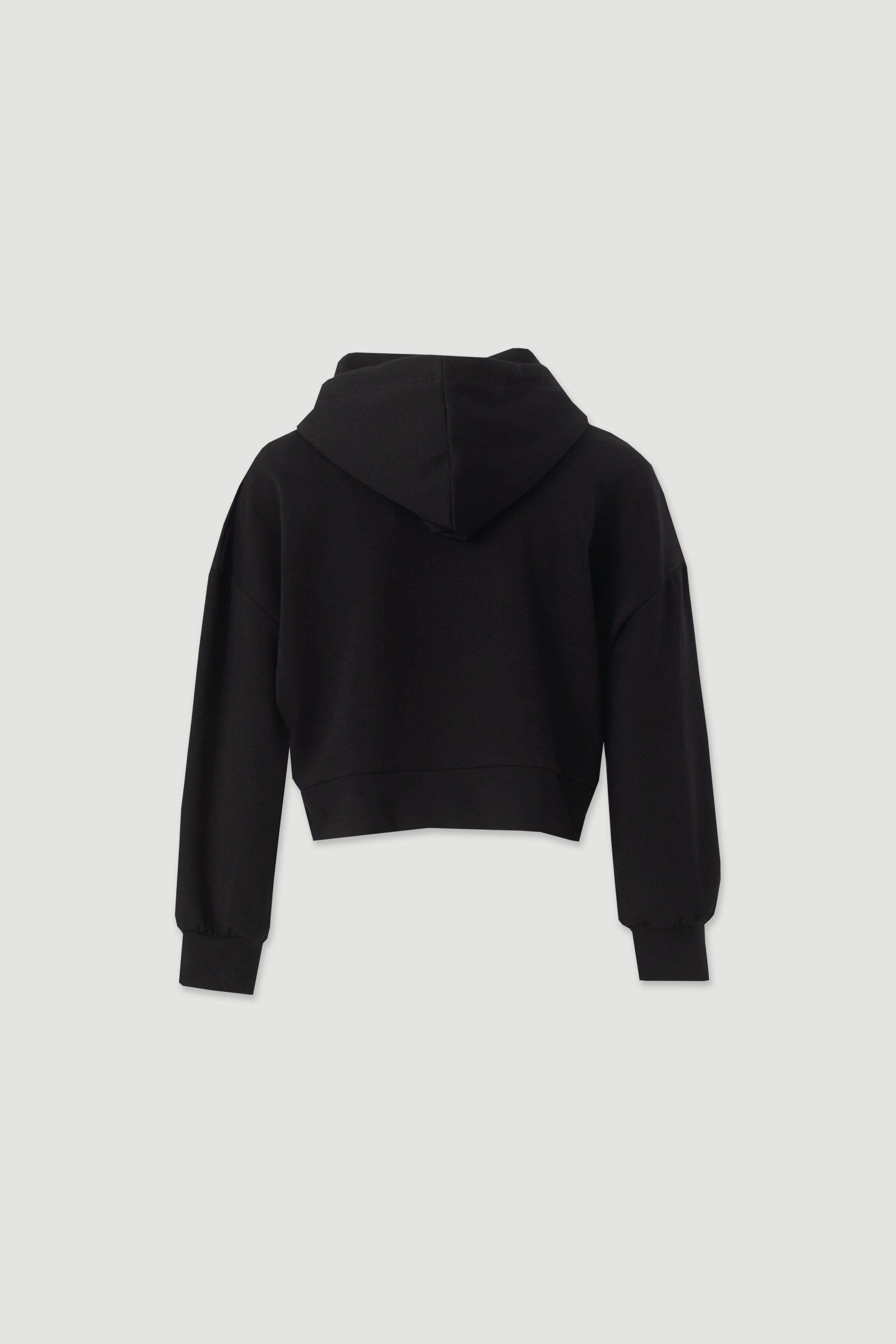 Short hoodie with adjustable drawstring