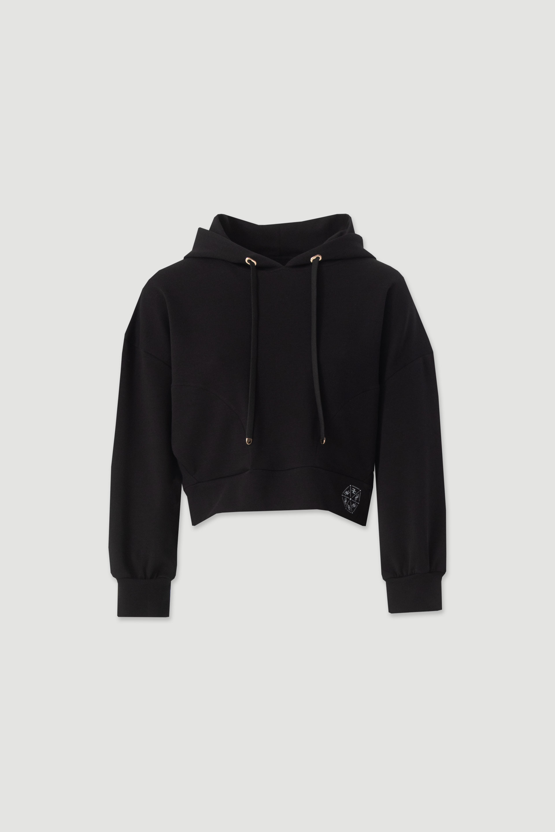 Short hoodie with adjustable drawstring