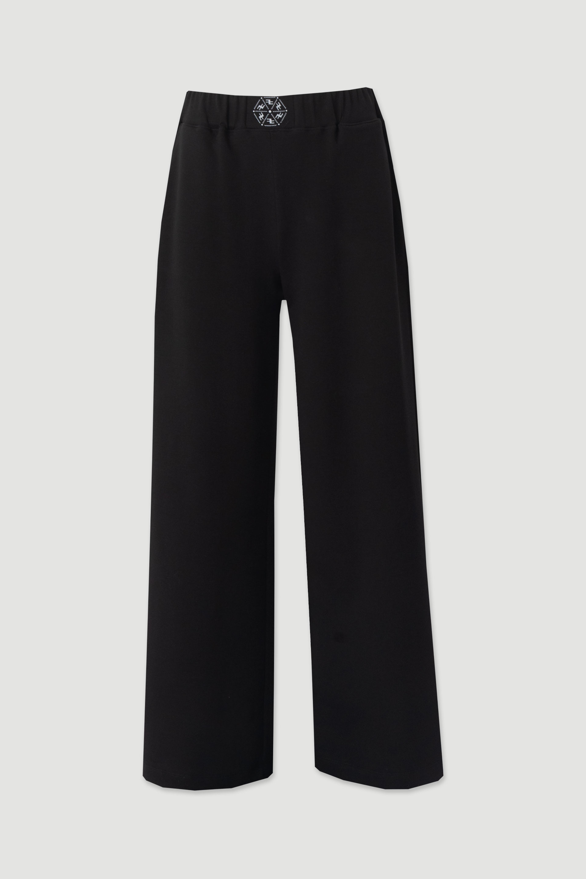 Wide-leg knit trousers with front design detail