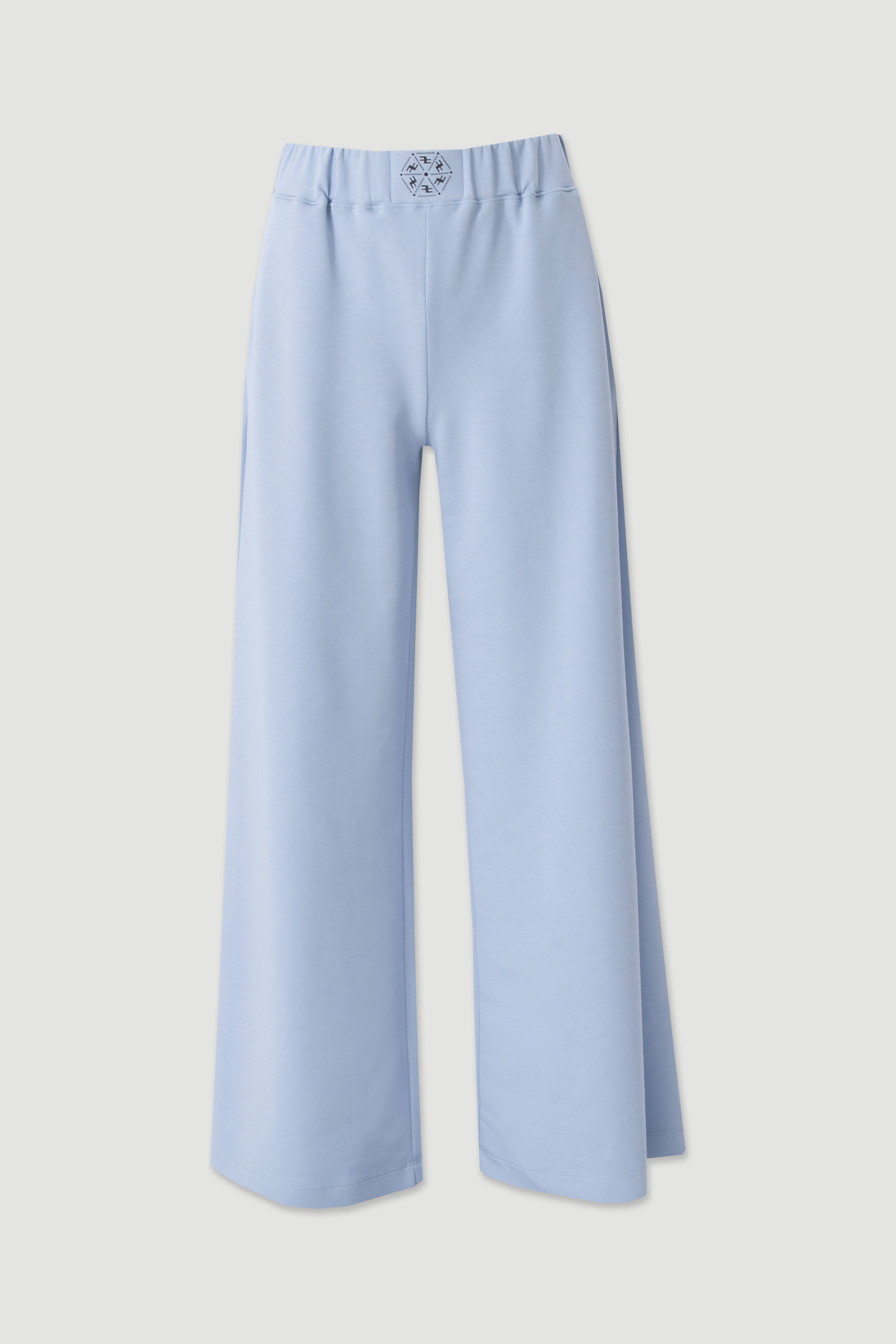 Wide-leg knit trousers with front design detail