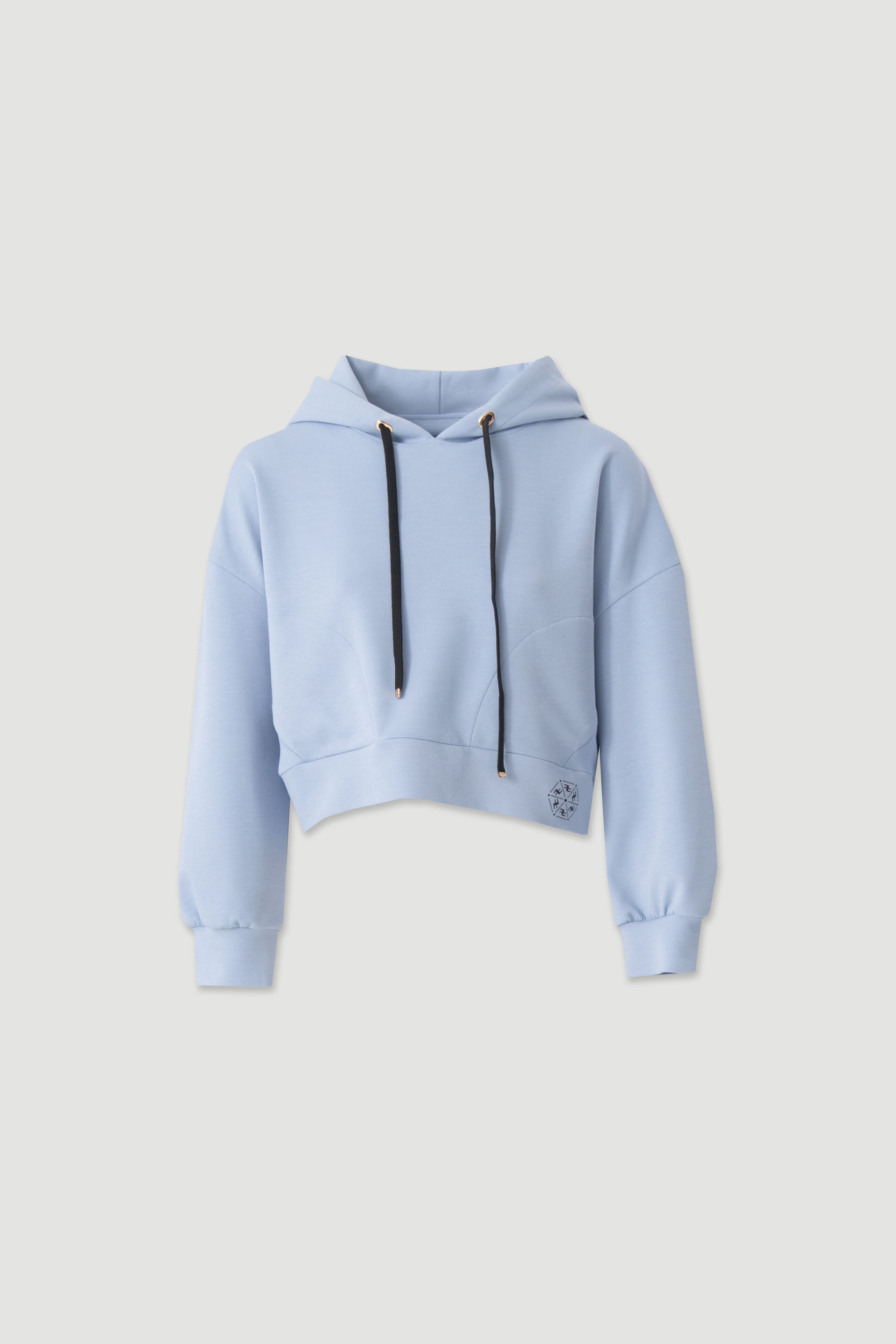 Short hoodie with adjustable drawstring