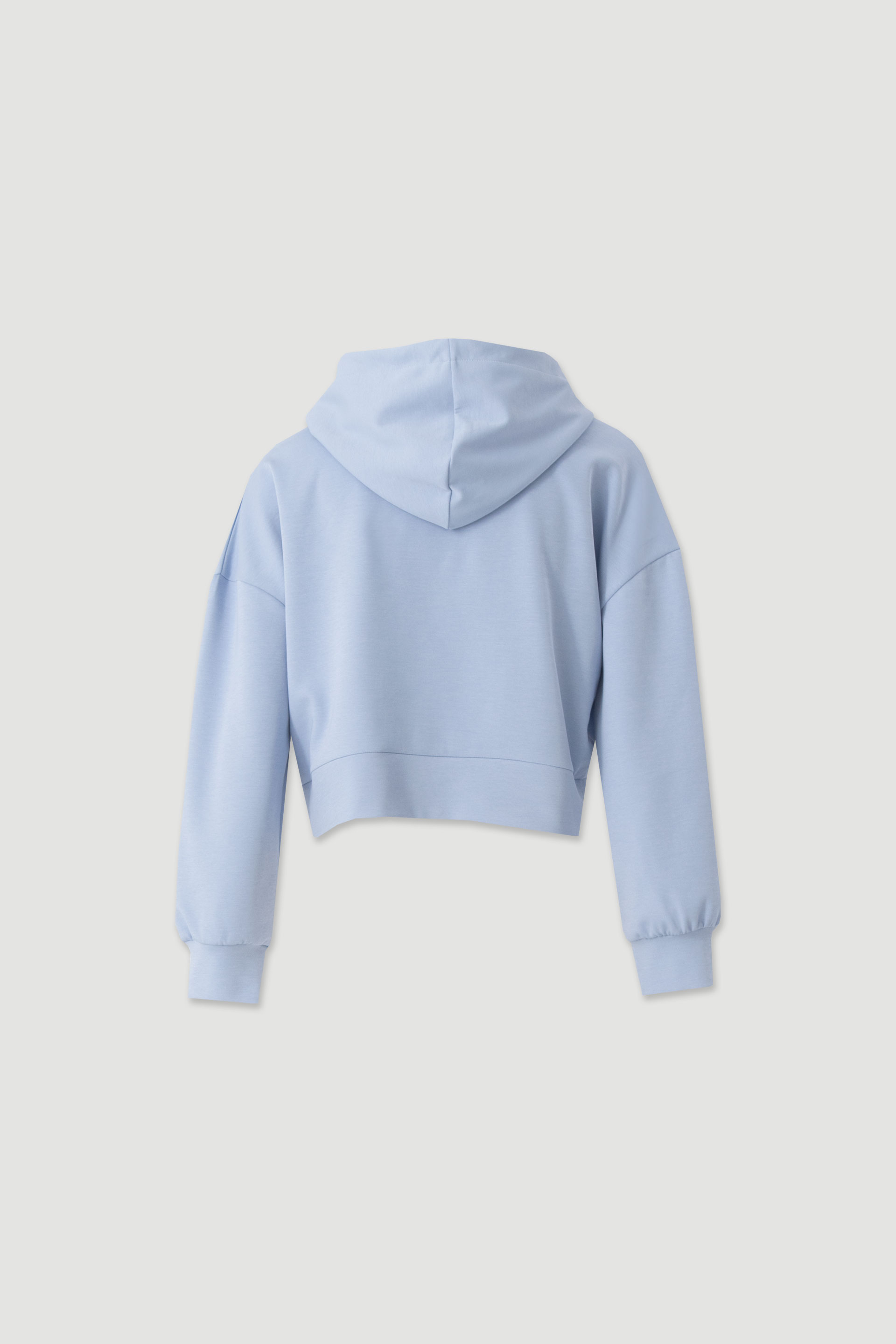 Short hoodie with adjustable drawstring