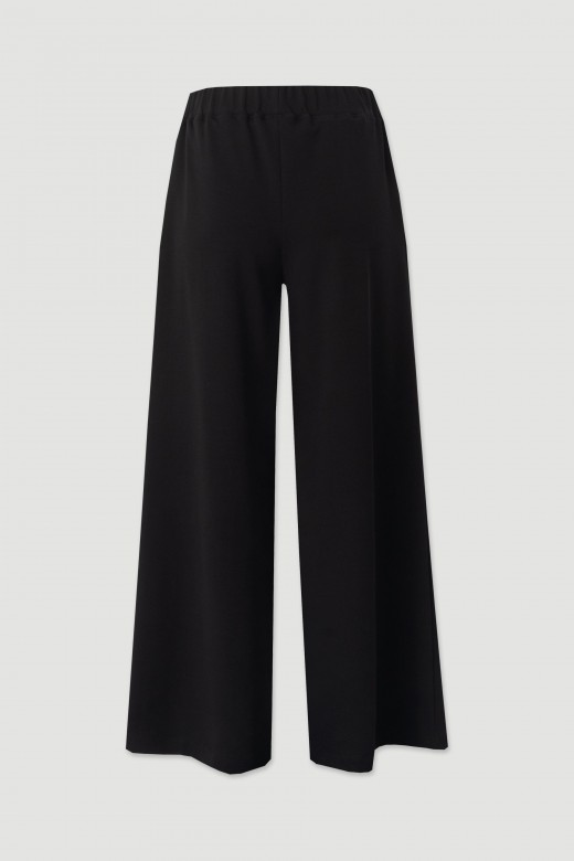 Wide-leg knit trousers with front design detail