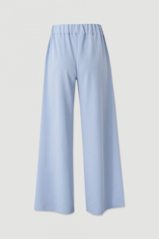Wide-leg knit trousers with front design detail
