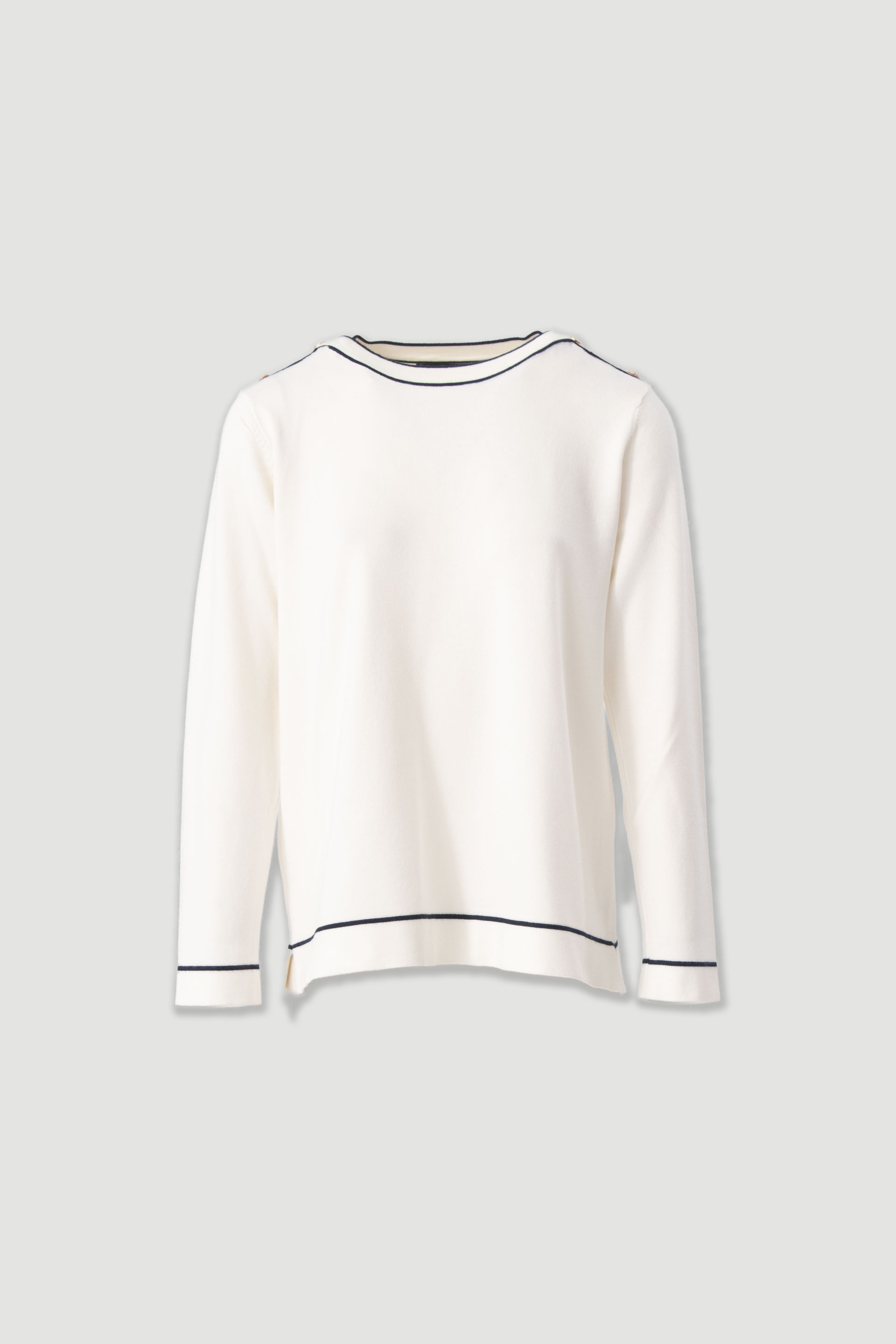 Knit sweater with shoulder buttons