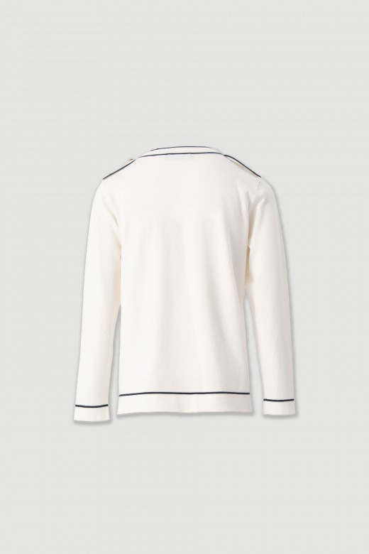 Camisola de malha com botões nos ombros Camisola de malha com botões nos ombros