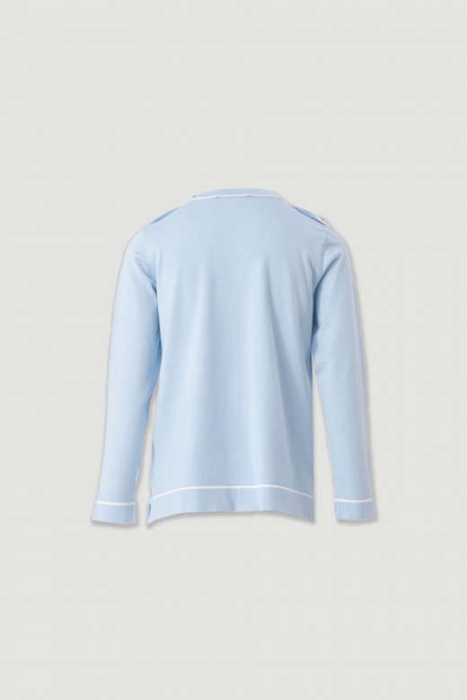 Knit sweater with shoulder buttons